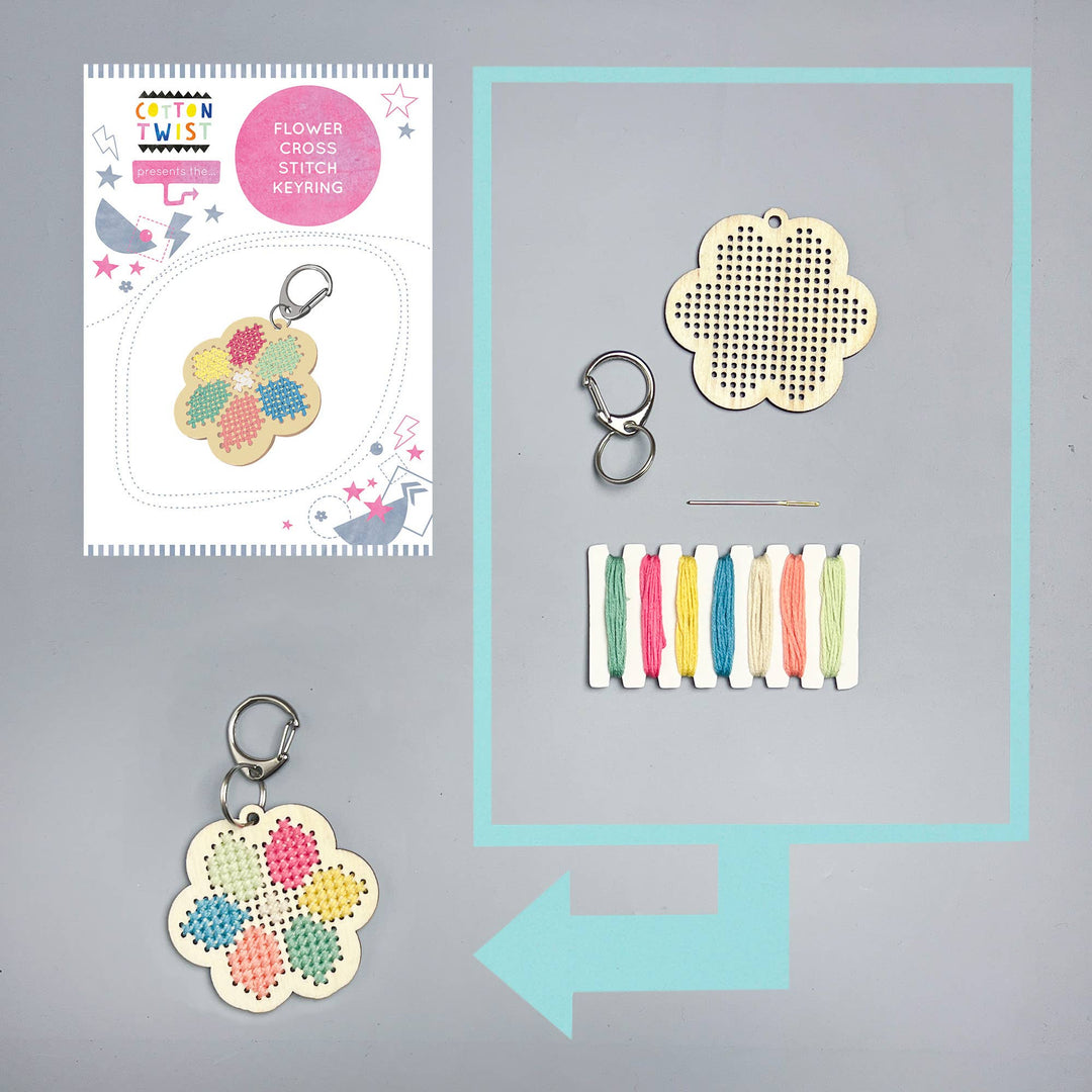 Make Your Own Flower Cross Stitch Keyring-Crafting-Second Snuggle Preloved