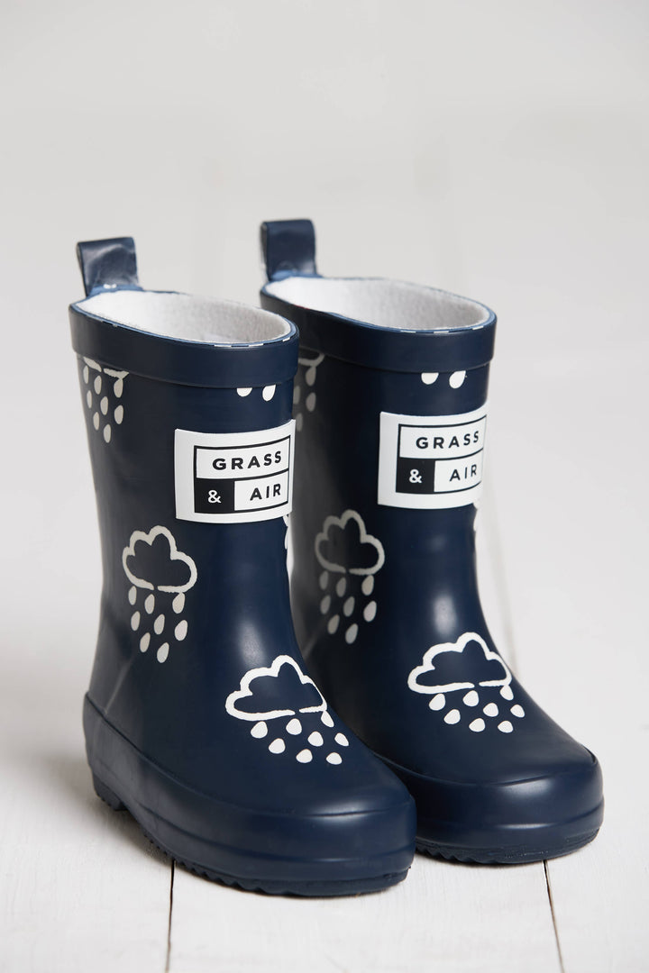 Grass & Air Navy Colour-Revealing Wellies-Boots-Second Snuggle Preloved