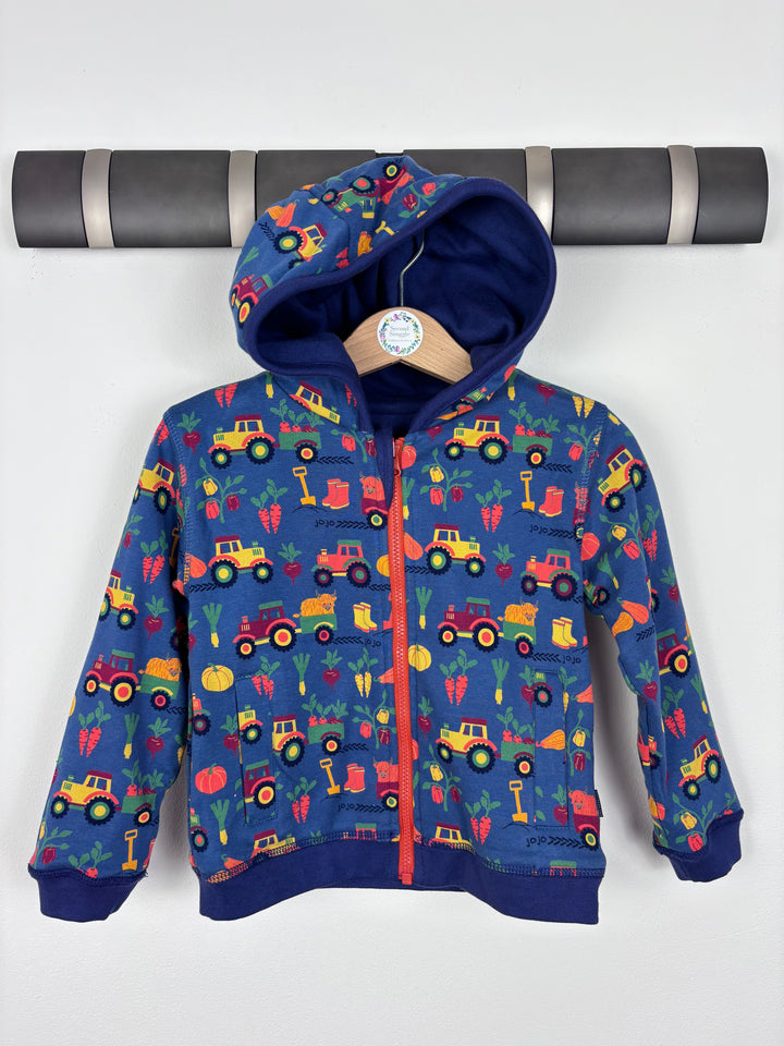 JoJo Maman Bebe Reversible Hoodie - Tractors-Hoodies-Second Snuggle Preloved