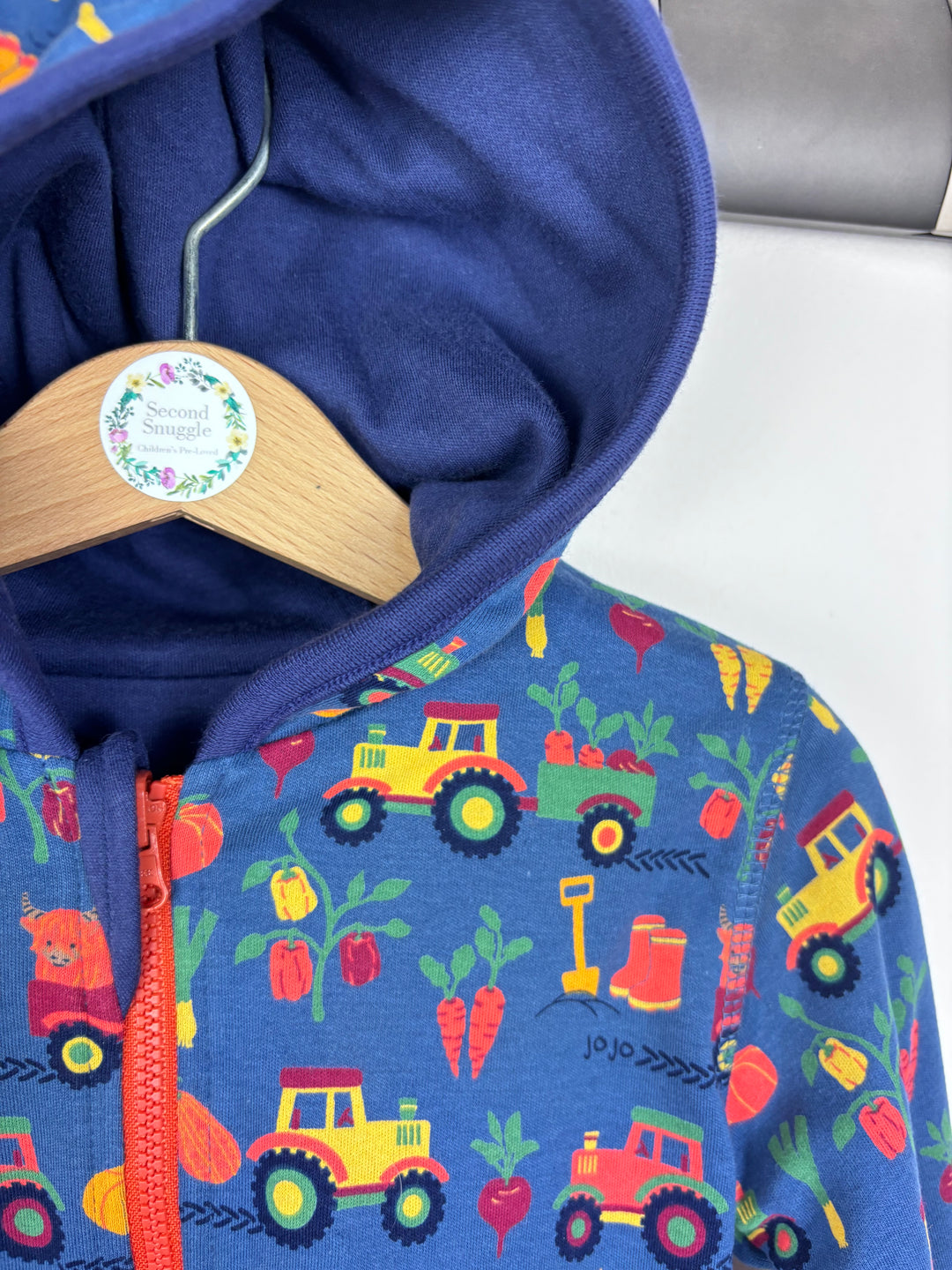 JoJo Maman Bebe Reversible Hoodie - Tractors-Hoodies-Second Snuggle Preloved