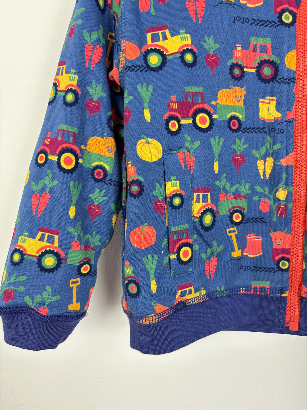 JoJo Maman Bebe Reversible Hoodie - Tractors-Hoodies-Second Snuggle Preloved