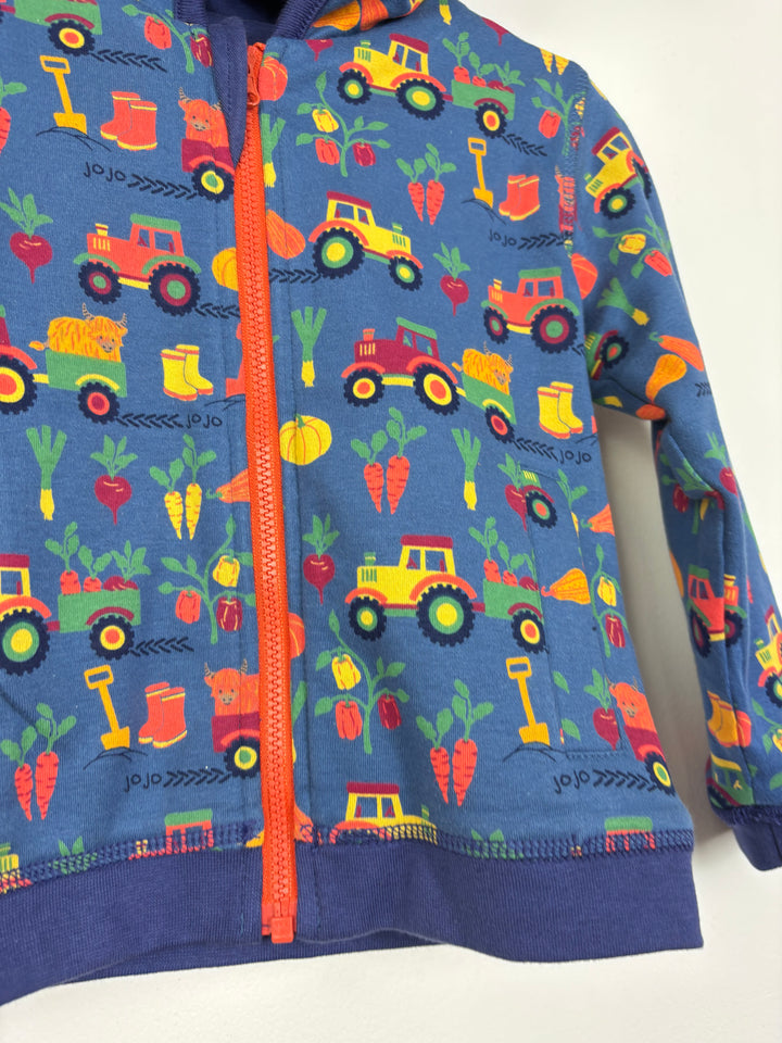 JoJo Maman Bebe Reversible Hoodie - Tractors-Hoodies-Second Snuggle Preloved