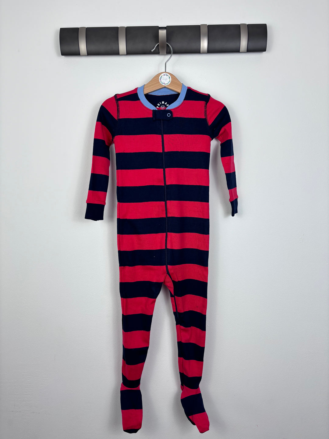 Primary Red Stripe Zippy Sleep Suit-Sleepsuits-Second Snuggle Preloved