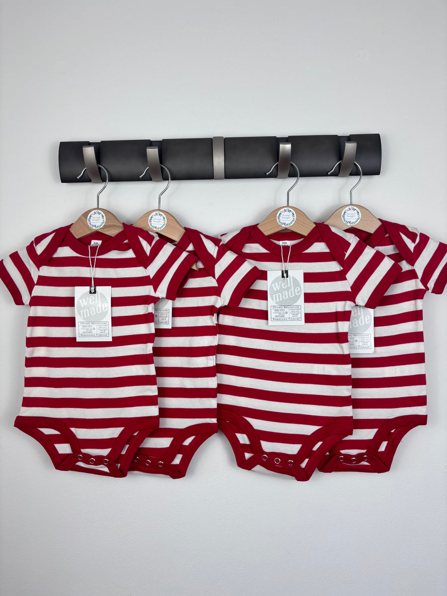 Mantis World Short Sleeve Body Suit - Red Stripe-Vests-Second Snuggle Preloved