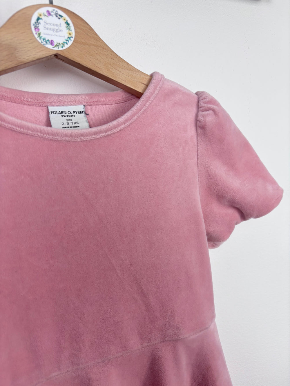 Polarn O. Pyret Pink Velour Dress 2-3 Years-Dresses-Second Snuggle Preloved