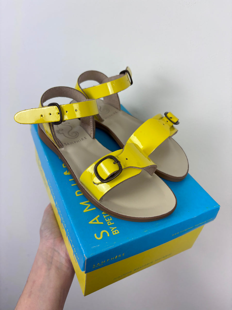 Samphere by Petasil Yellow Patent Sandals EU 33 UK 1-Sandals-Second Snuggle Preloved