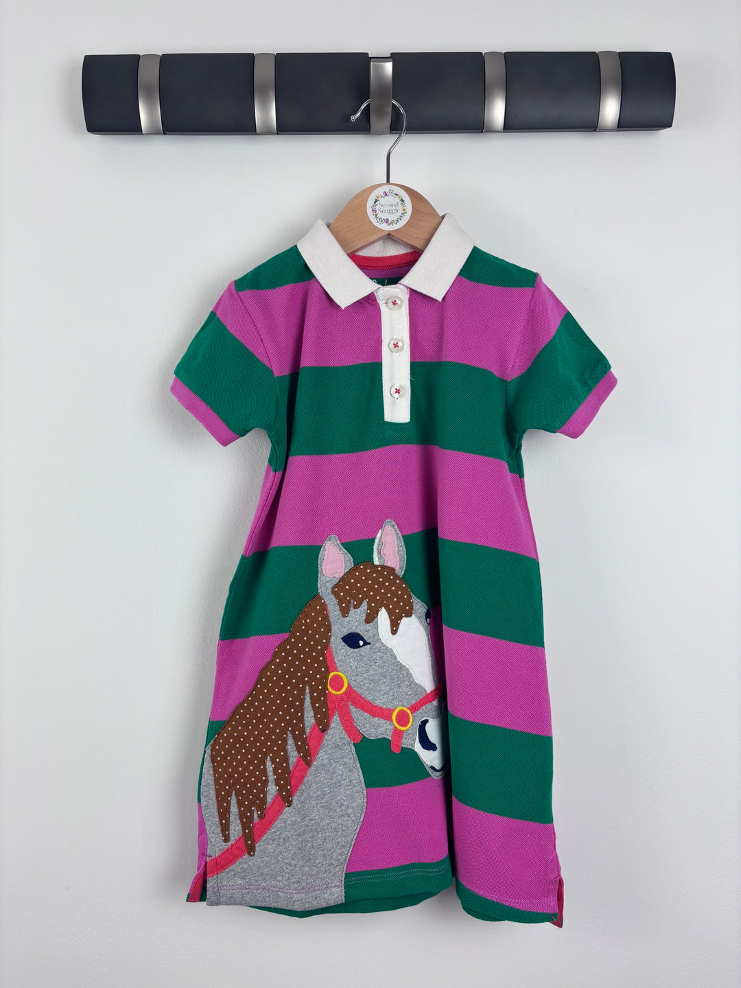 Boden Pink Stripe Horse Dress-Dresses-Second Snuggle Preloved