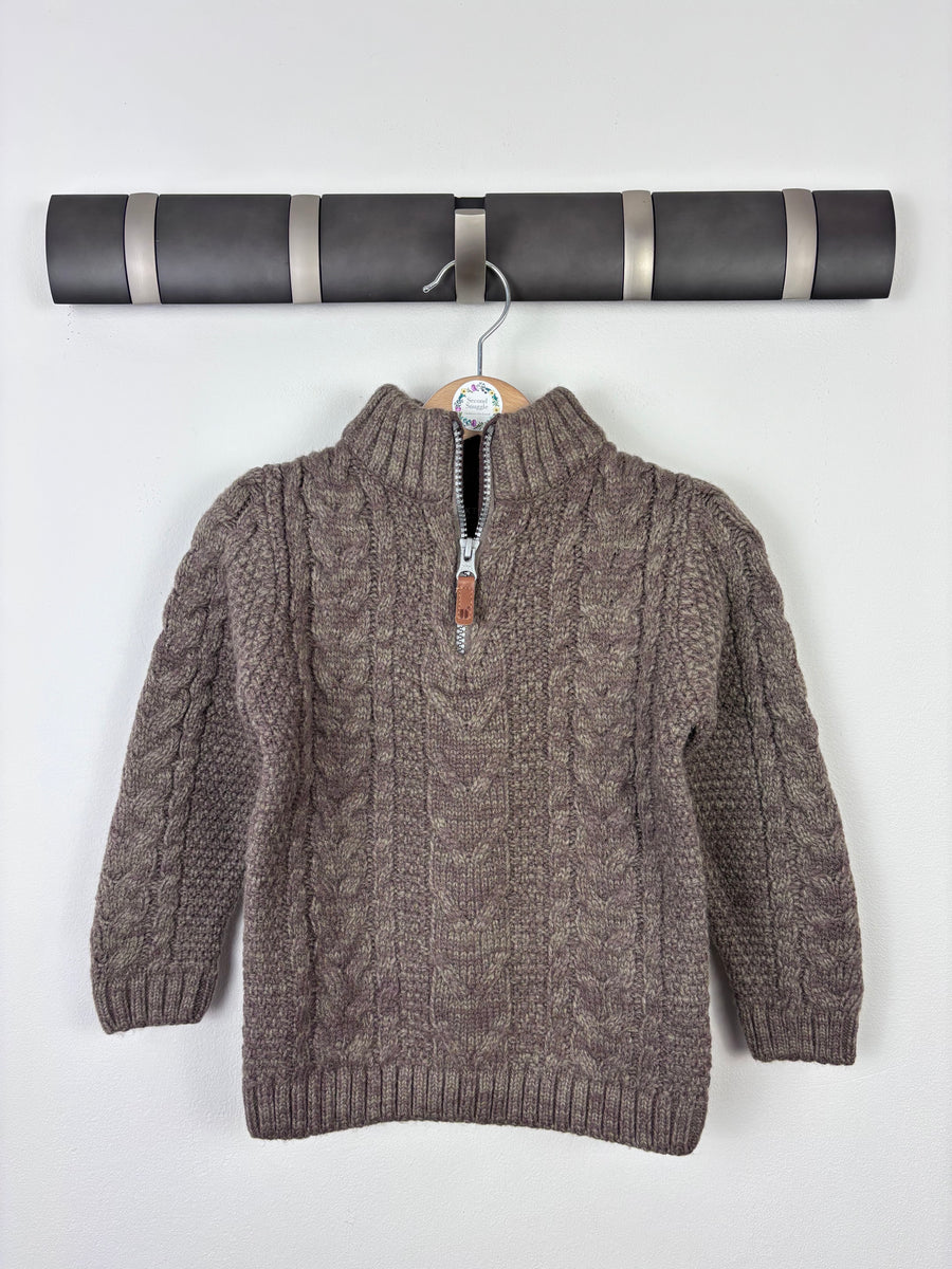 Next Brown Zip Neck Jumper-Jumpers-Second Snuggle Preloved