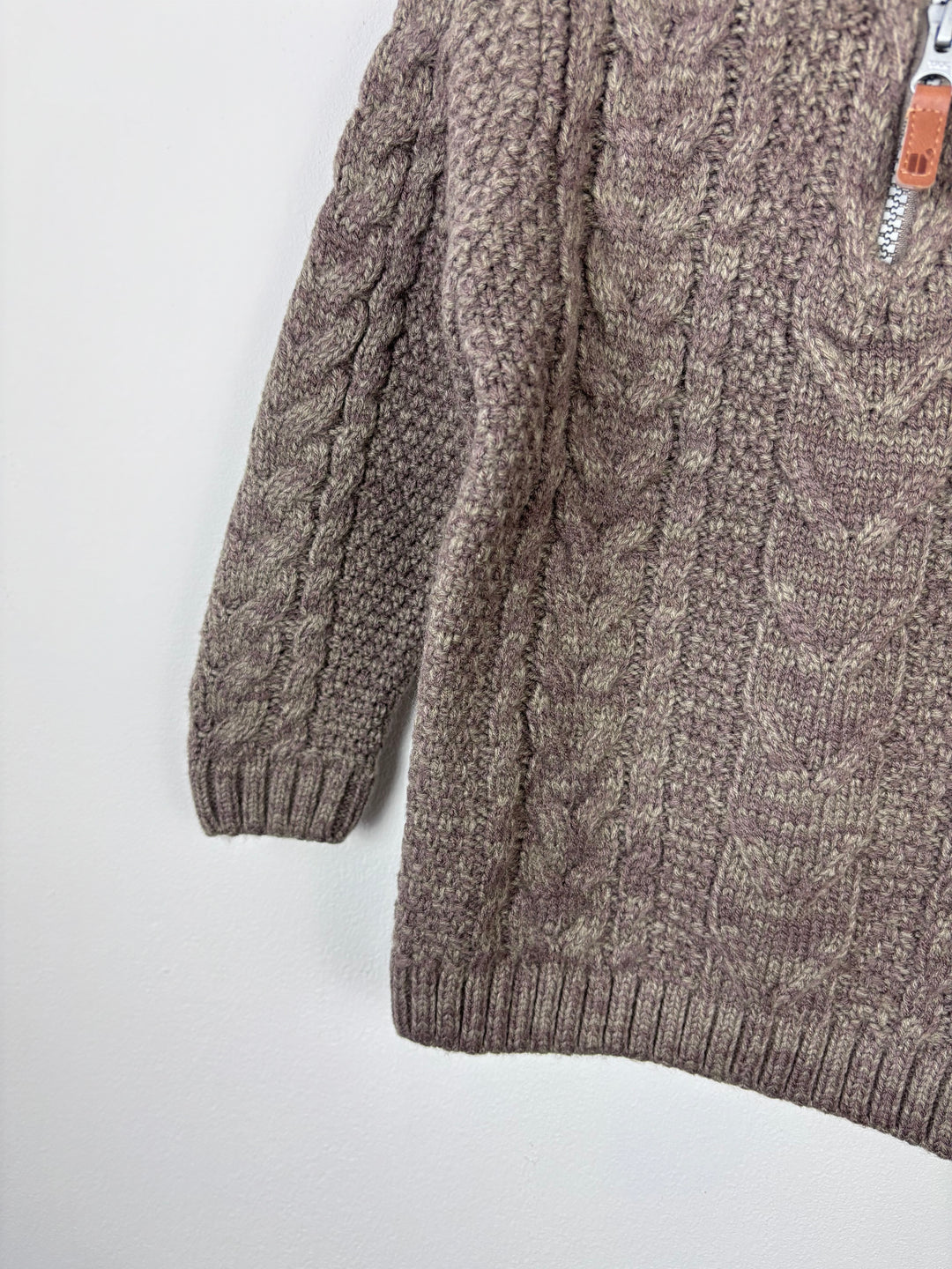 Next Brown Zip Neck Jumper-Jumpers-Second Snuggle Preloved