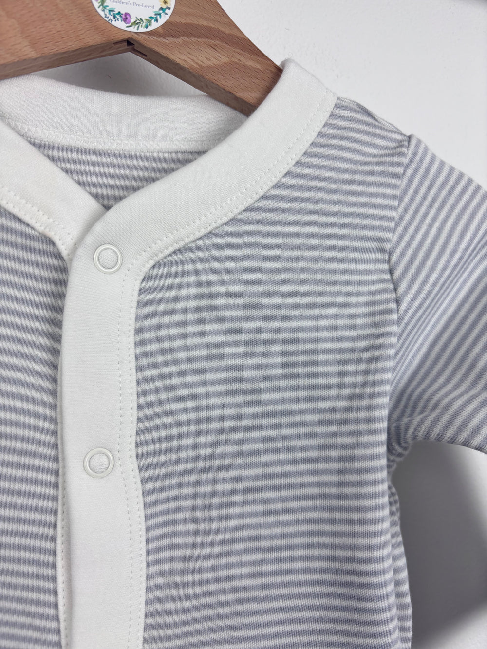 M&S Grey Stripe Sleepsuit-Sleepsuits-Second Snuggle Preloved