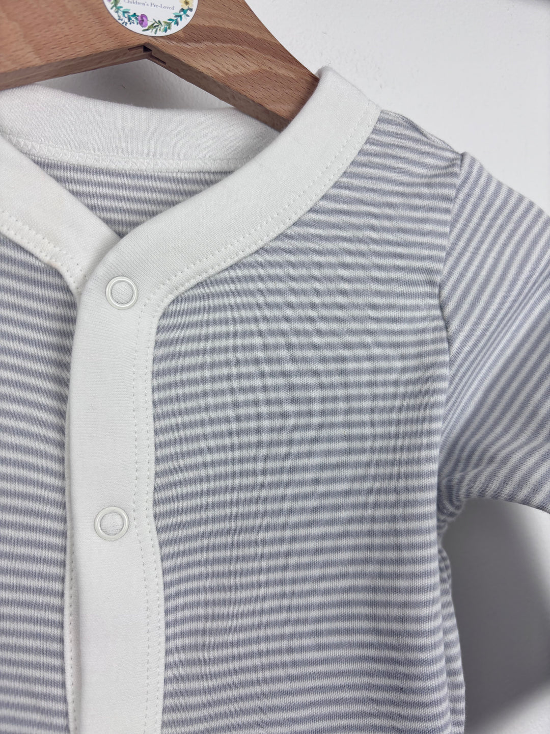 M&S Grey Stripe Sleepsuit-Sleepsuits-Second Snuggle Preloved