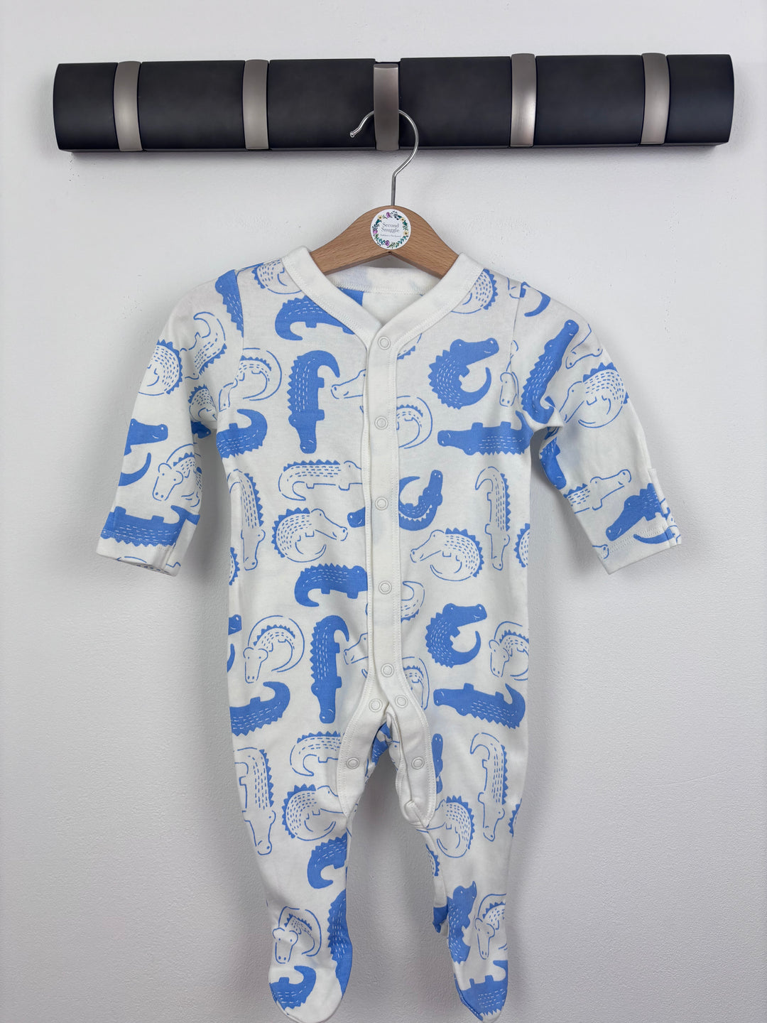 M&S Blue Crocodile Sleepsuit-Sleepsuits-Second Snuggle Preloved