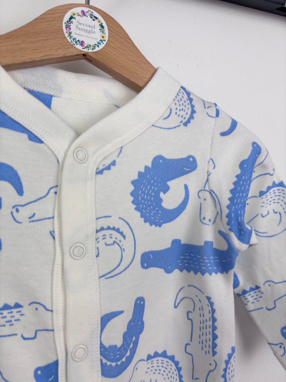 M&S Blue Crocodile Sleepsuit-Sleepsuits-Second Snuggle Preloved