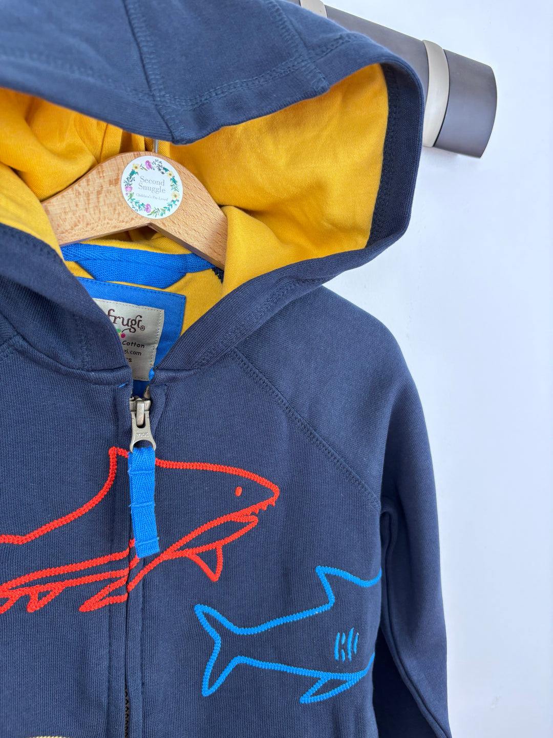 Frugi Shark Zipped Hoodie-Hoodies-Second Snuggle Preloved