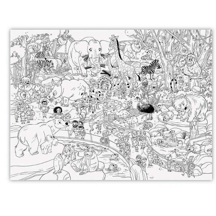 Giant Colouring Poster - Day At The Zoo-Colouring Posters-Second Snuggle Preloved