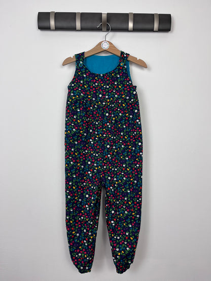 Frugi Reversible Floral/ Blue Dungarees 3-4 Years-Dungarees-Second Snuggle Preloved