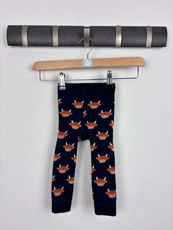 JoJo Maman Bebe Highland Cow Leggings 1-2 Years-Leggings-Second Snuggle Preloved