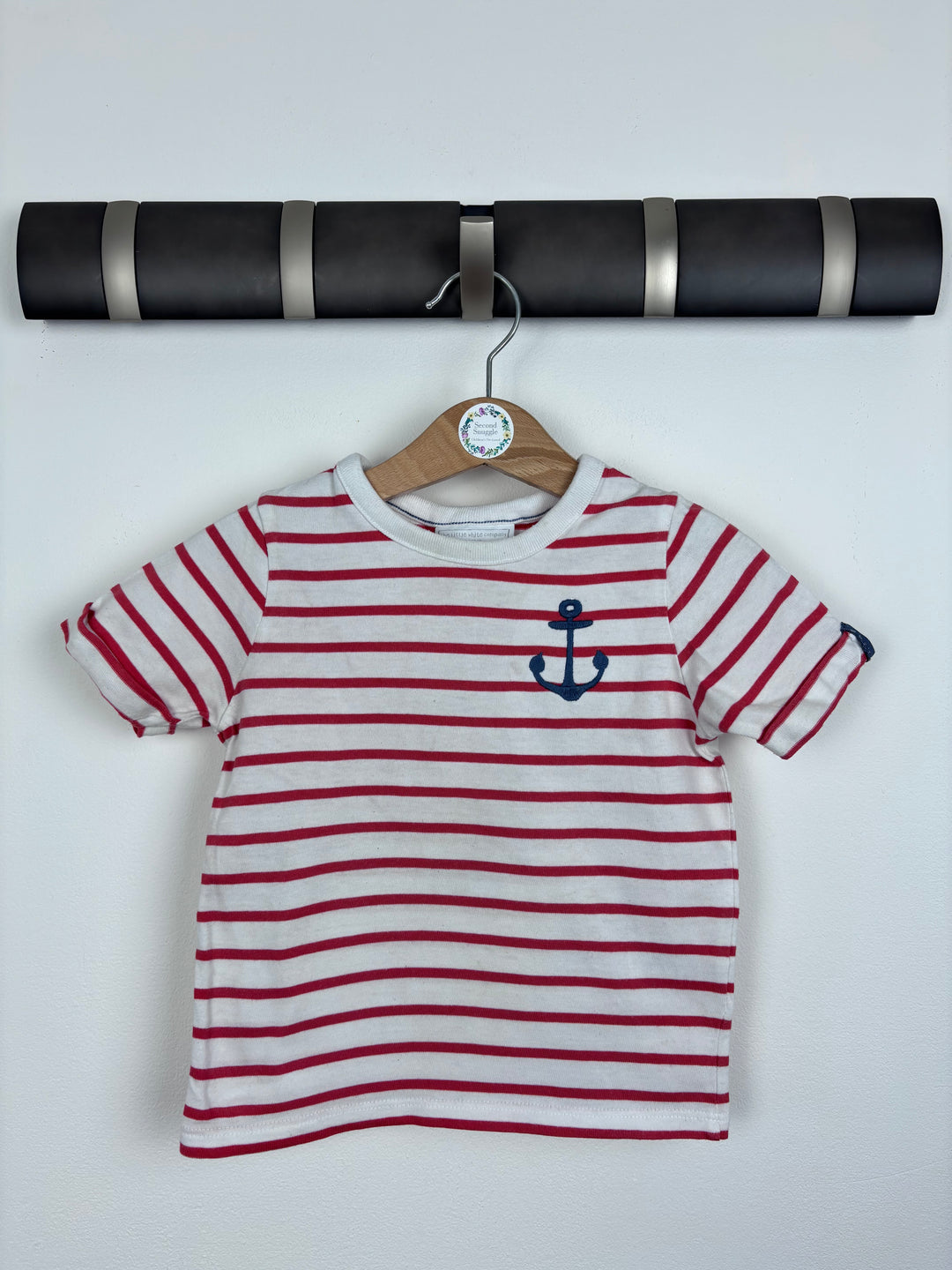 The Little White Company Red Stripe T-shirt 12-18 Months - PLAY-Tops-Second Snuggle Preloved