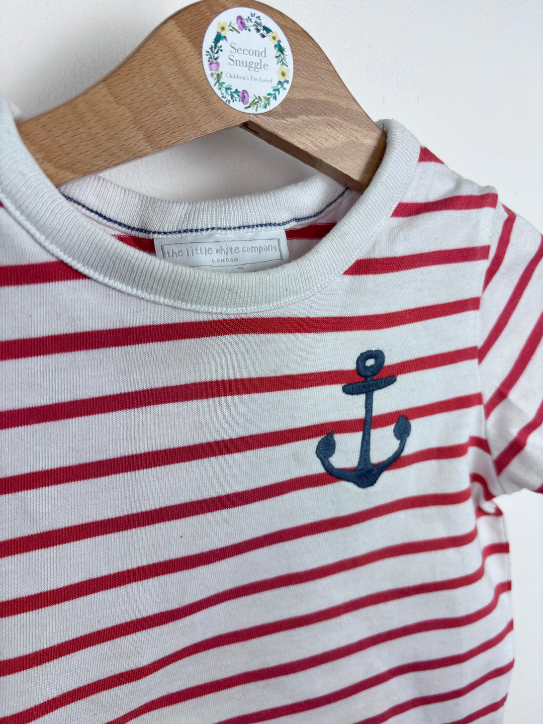 The Little White Company Red Stripe T-shirt 12-18 Months - PLAY-Tops-Second Snuggle Preloved