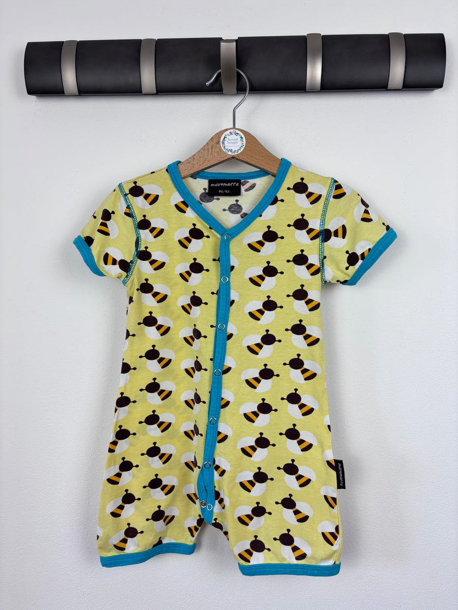 Maxomorra Bees Romper 86/92 (18-24 Months)-Rompers-Second Snuggle Preloved