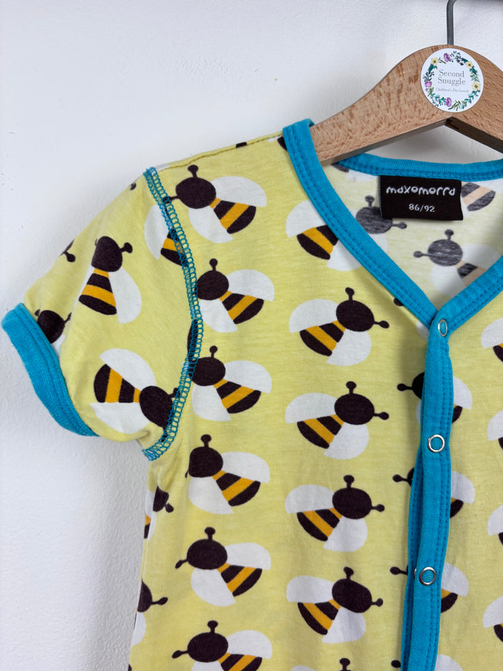 Maxomorra Bees Romper 86/92 (18-24 Months)-Rompers-Second Snuggle Preloved