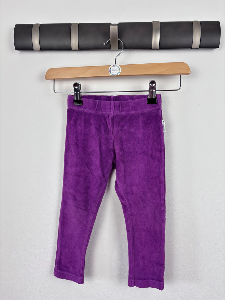 Maxomorra Velour Purple Leggings 92 (18-24 Months)