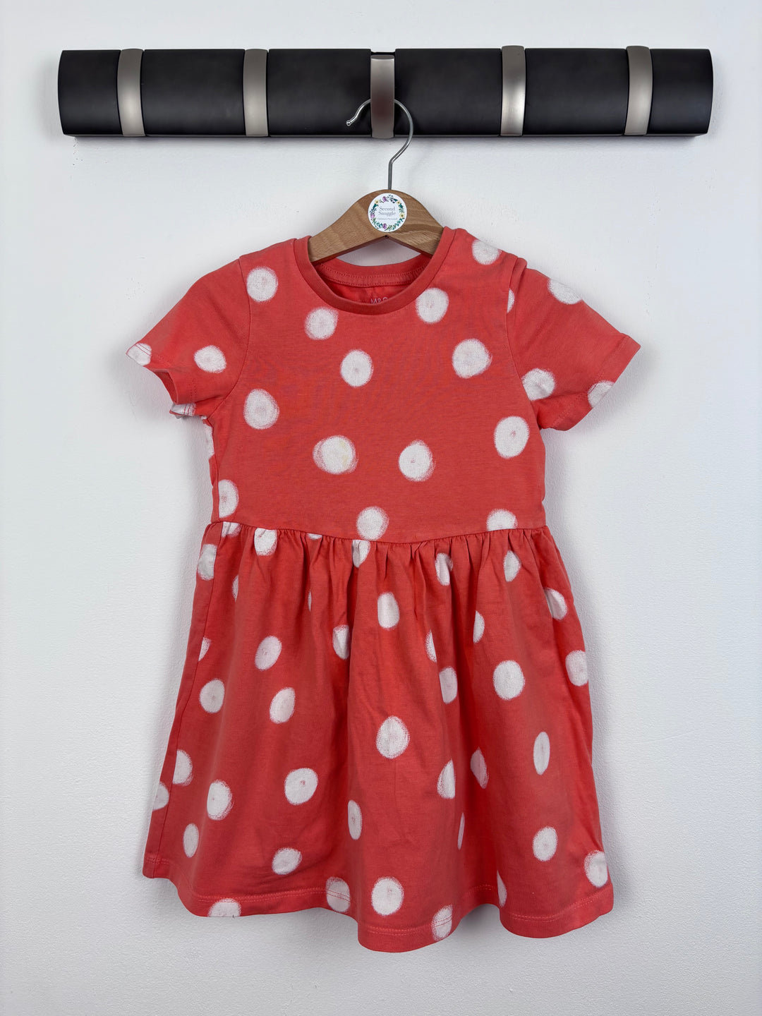 M&S Coral Spot Dress 3-4 Years-Dresses-Second Snuggle Preloved