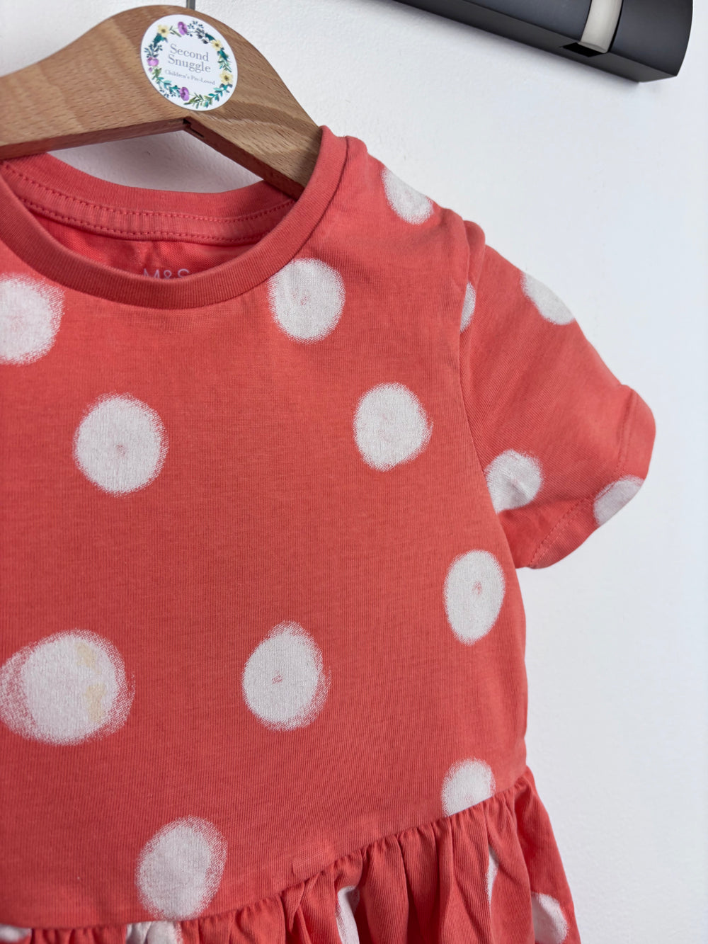 M&S Coral Spot Dress 3-4 Years-Dresses-Second Snuggle Preloved