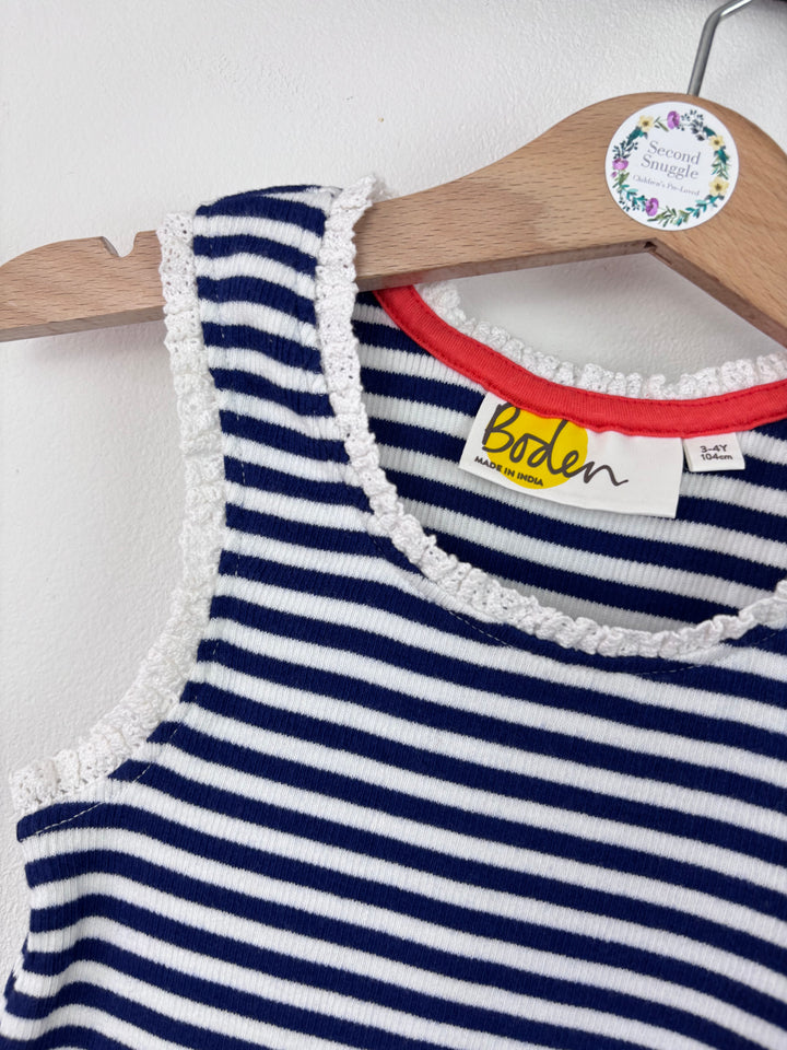 Boden Navy Stripe Vest Top 3-4 Years-Tops-Second Snuggle Preloved