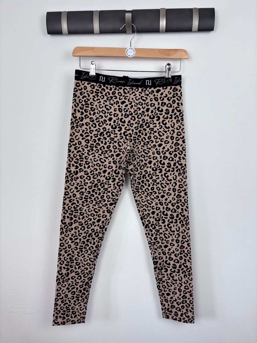 River Island Leopard Print Cotton Leggings 9–10 Years-Leggings-Second Snuggle Preloved