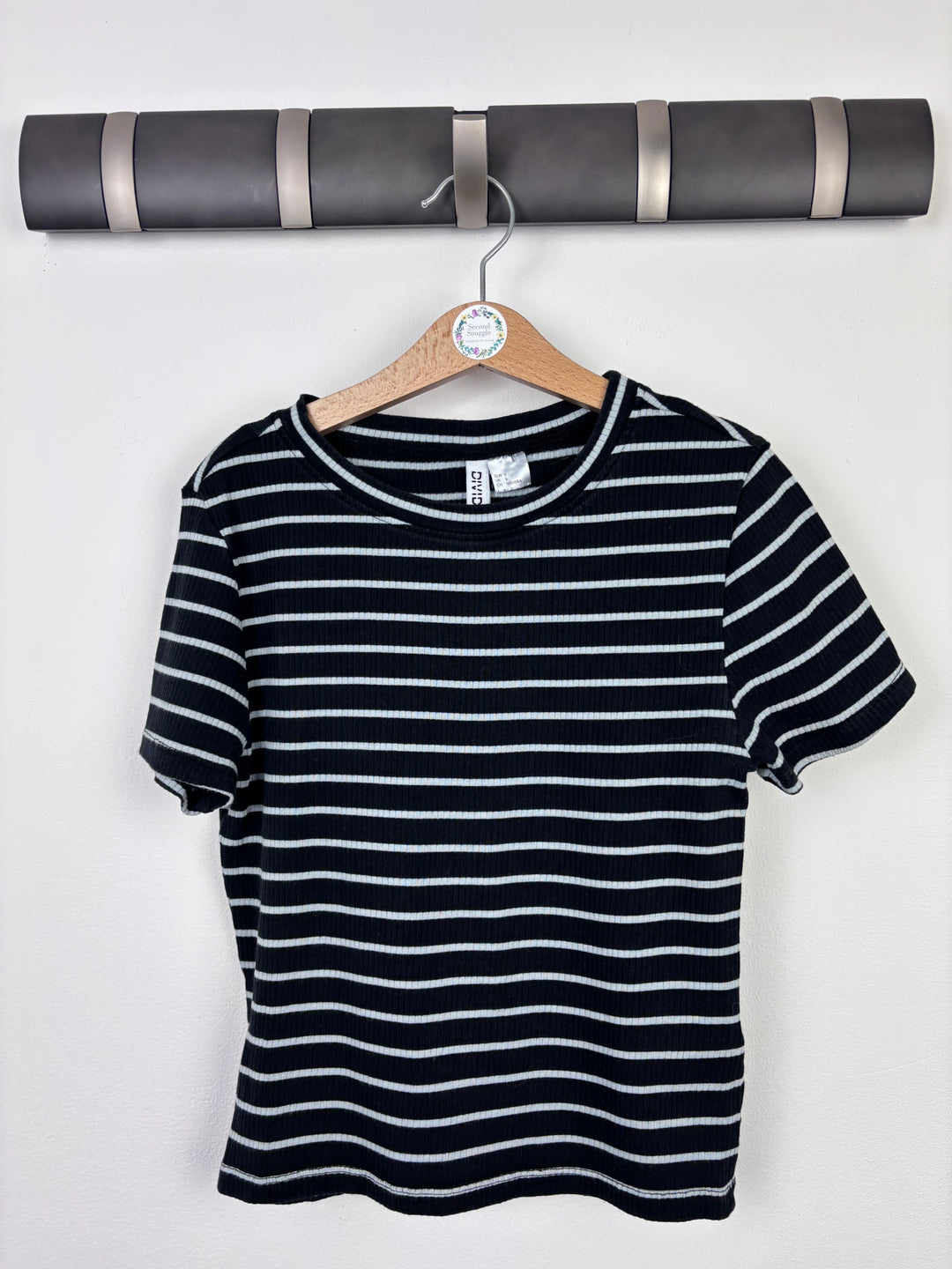 H&M Black Stripe Top Small-Tops-Second Snuggle Preloved