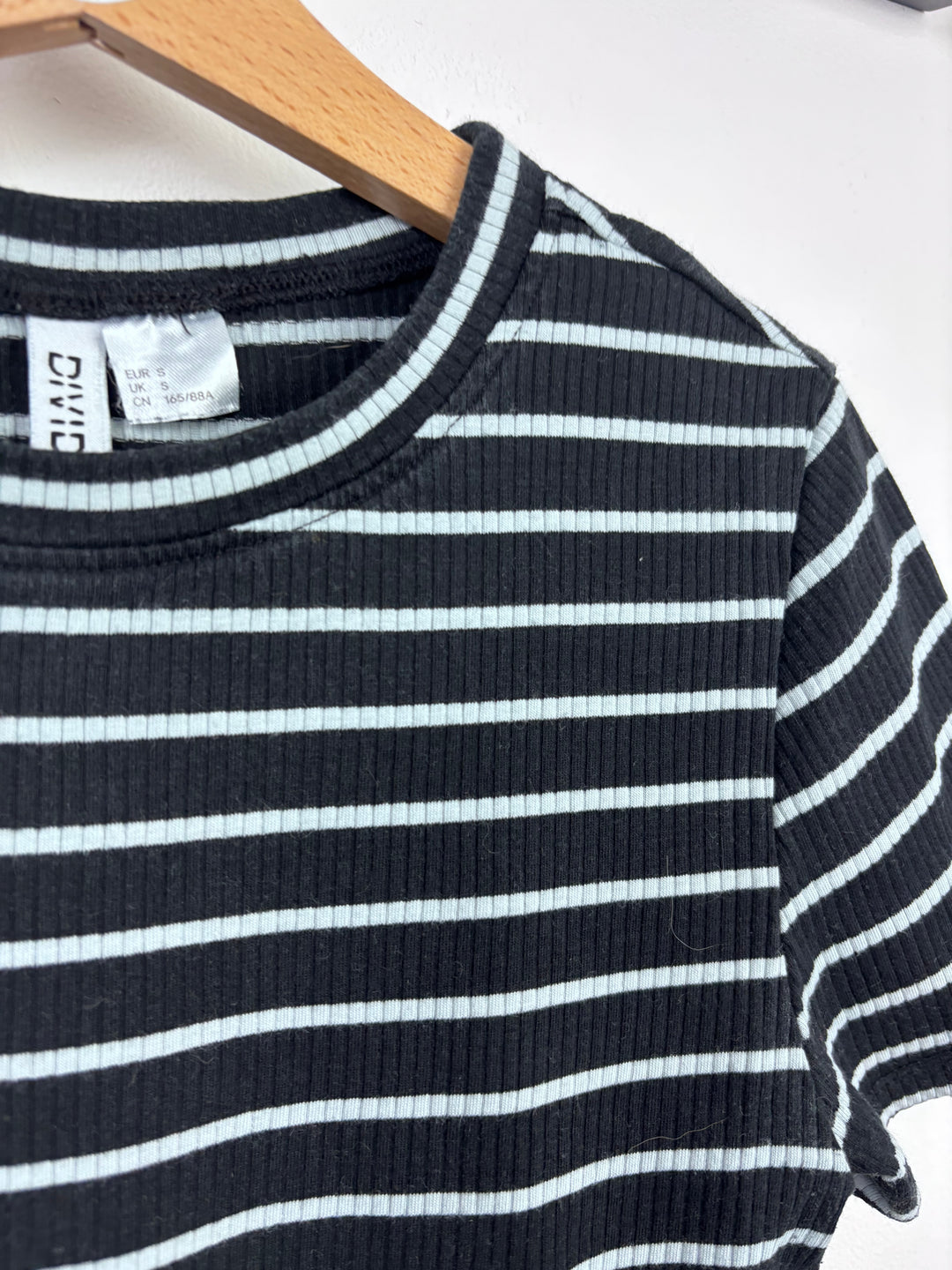 H&M Black Stripe Top Small-Tops-Second Snuggle Preloved