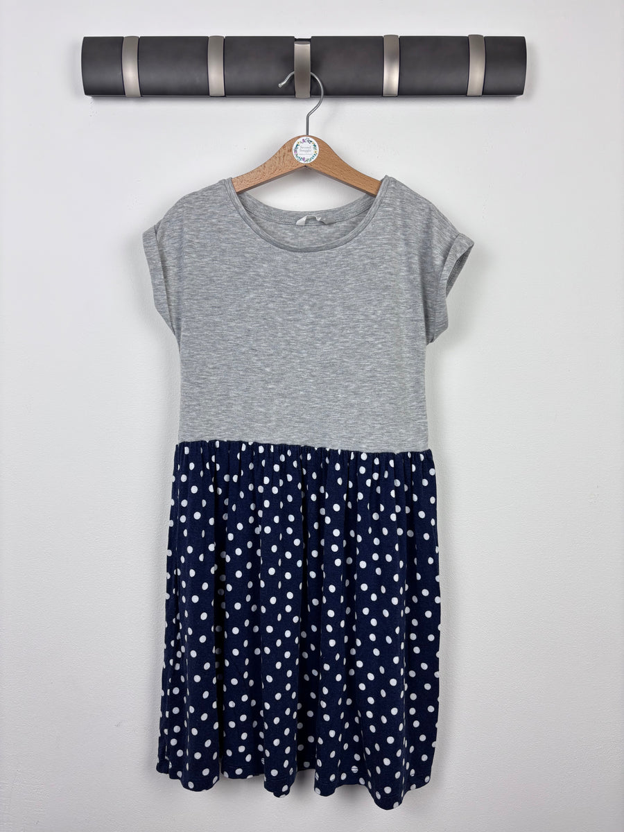 John Lewis Grey & Navy Spot Dress 8 Years-Dresses-Second Snuggle Preloved