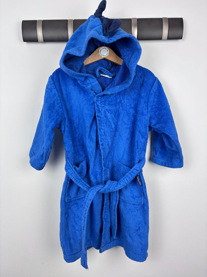 JoJo Maman Bebe Dinosaur Towelling Robe 2-3 Years-Dressing Gown-Second Snuggle Preloved