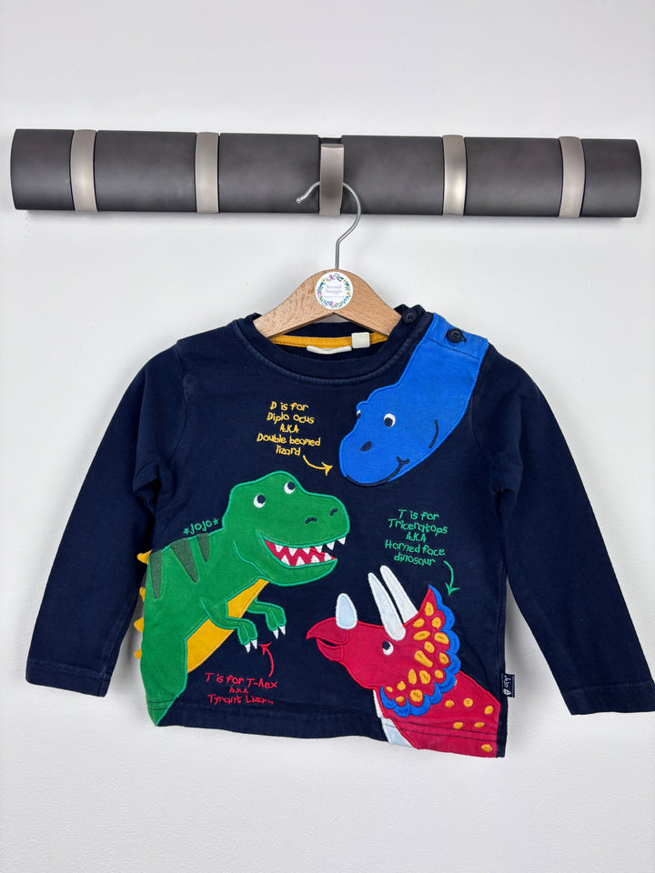 JoJo Maman Bebe Long Sleeve Dinosaur Top 12-18 Months-Tops-Second Snuggle Preloved