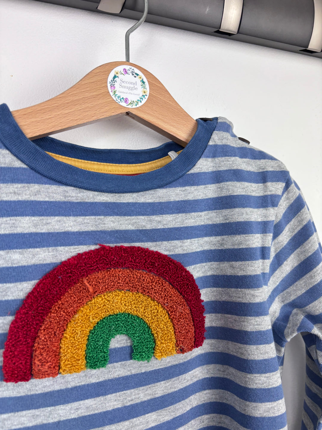 Kite Stripe Long Sleeve Top With Rainbow 4 Years-Tops-Second Snuggle Preloved