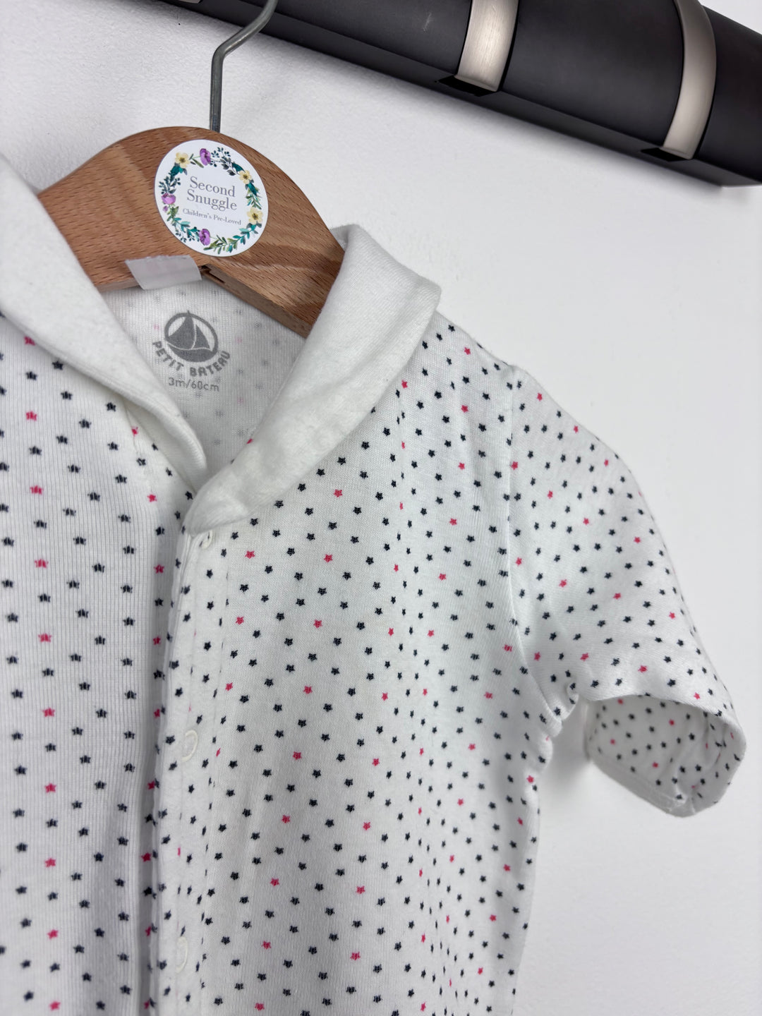 Petit Bateau Star Detail Sleepsuit 3 Months-Sleepsuits-Second Snuggle Preloved