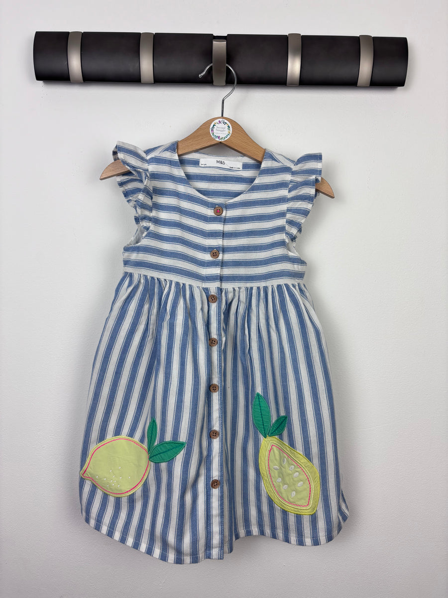 M&S Stripe Dress With Lemons 3-4 Years-Dresses-Second Snuggle Preloved