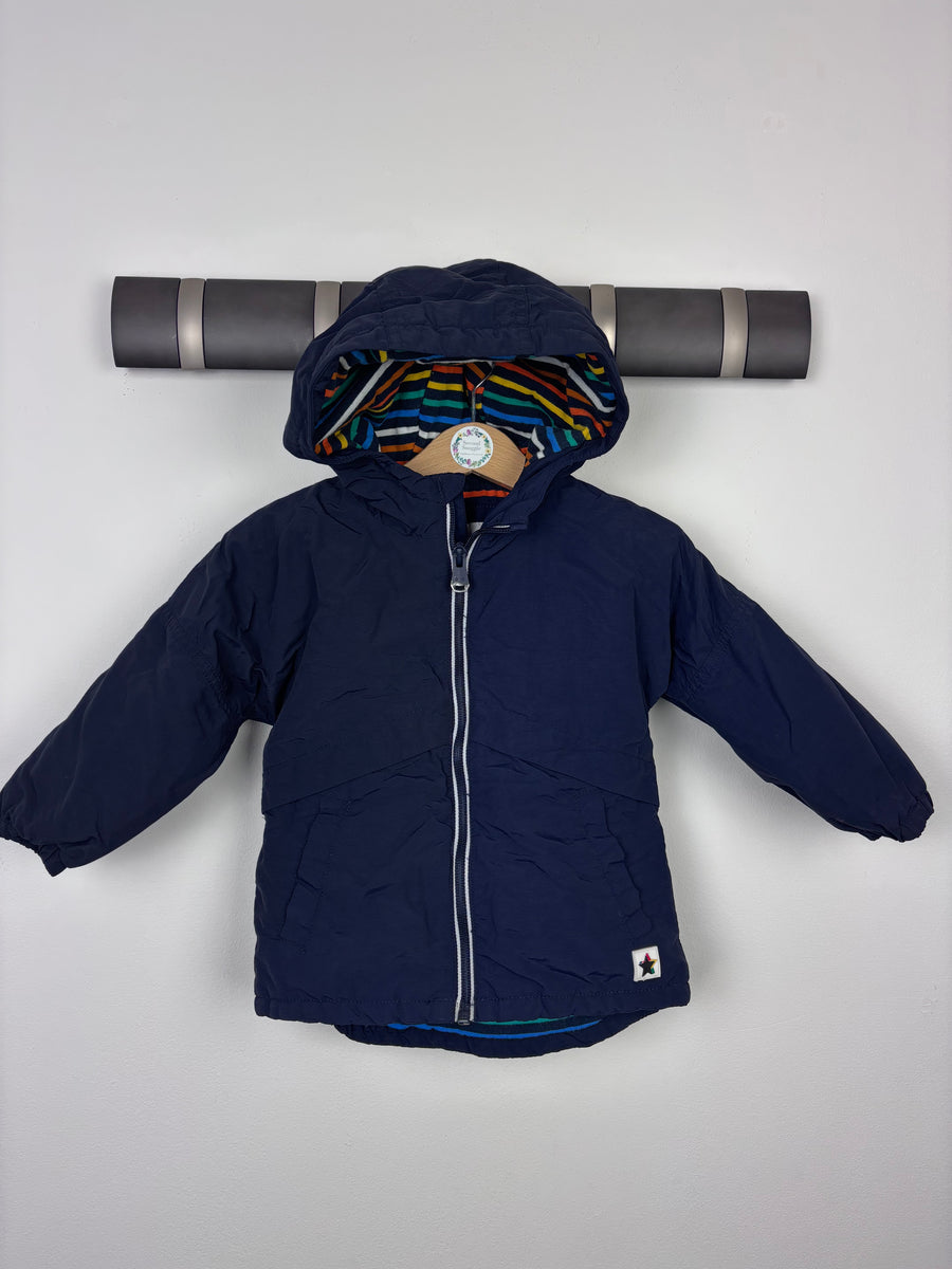 Next Navy Rainbow Lined Coat 12-18 Months-Coats-Second Snuggle Preloved