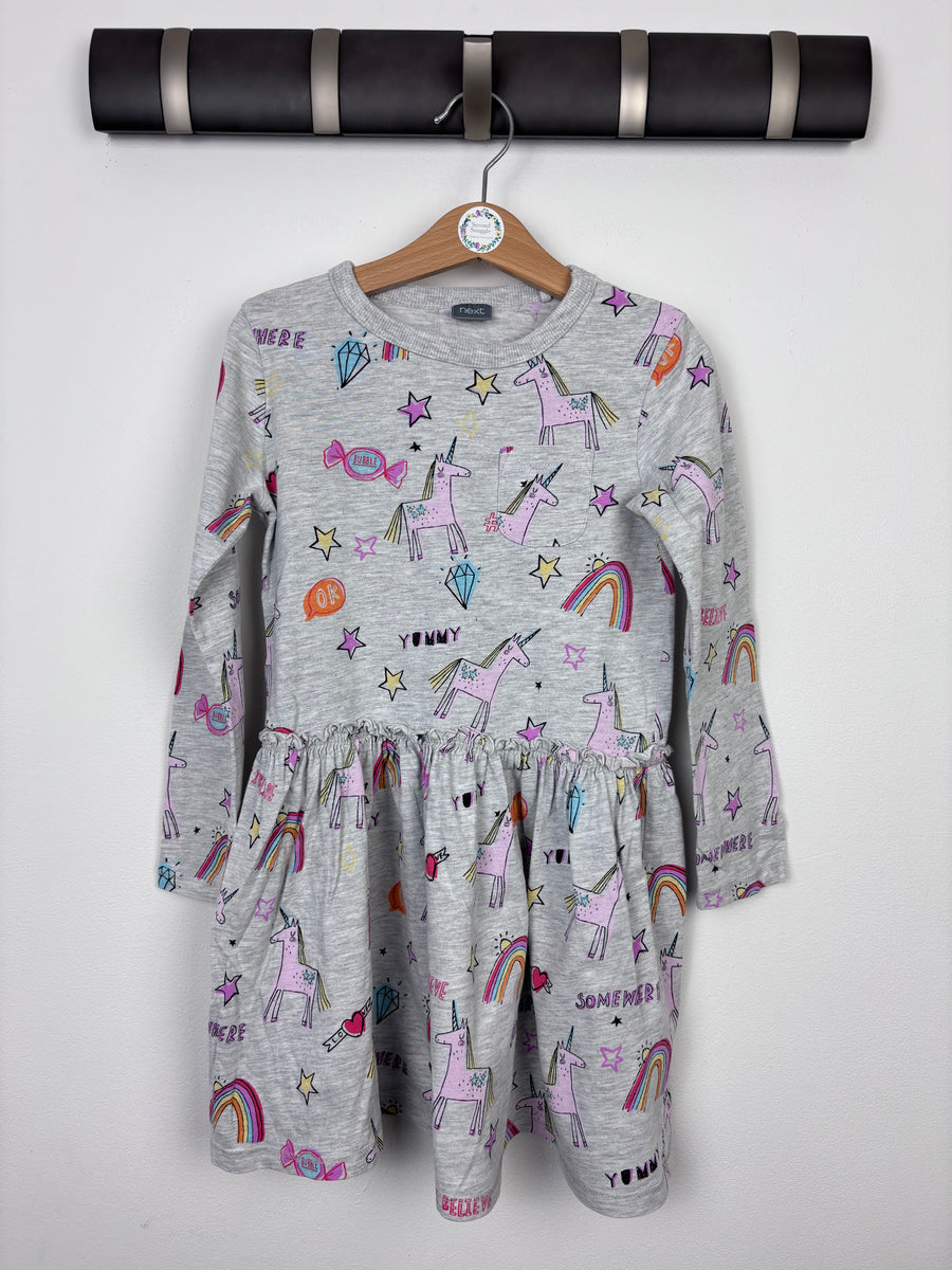 Next Grey Unicorn Dress 5-6 Years-Dresses-Second Snuggle Preloved