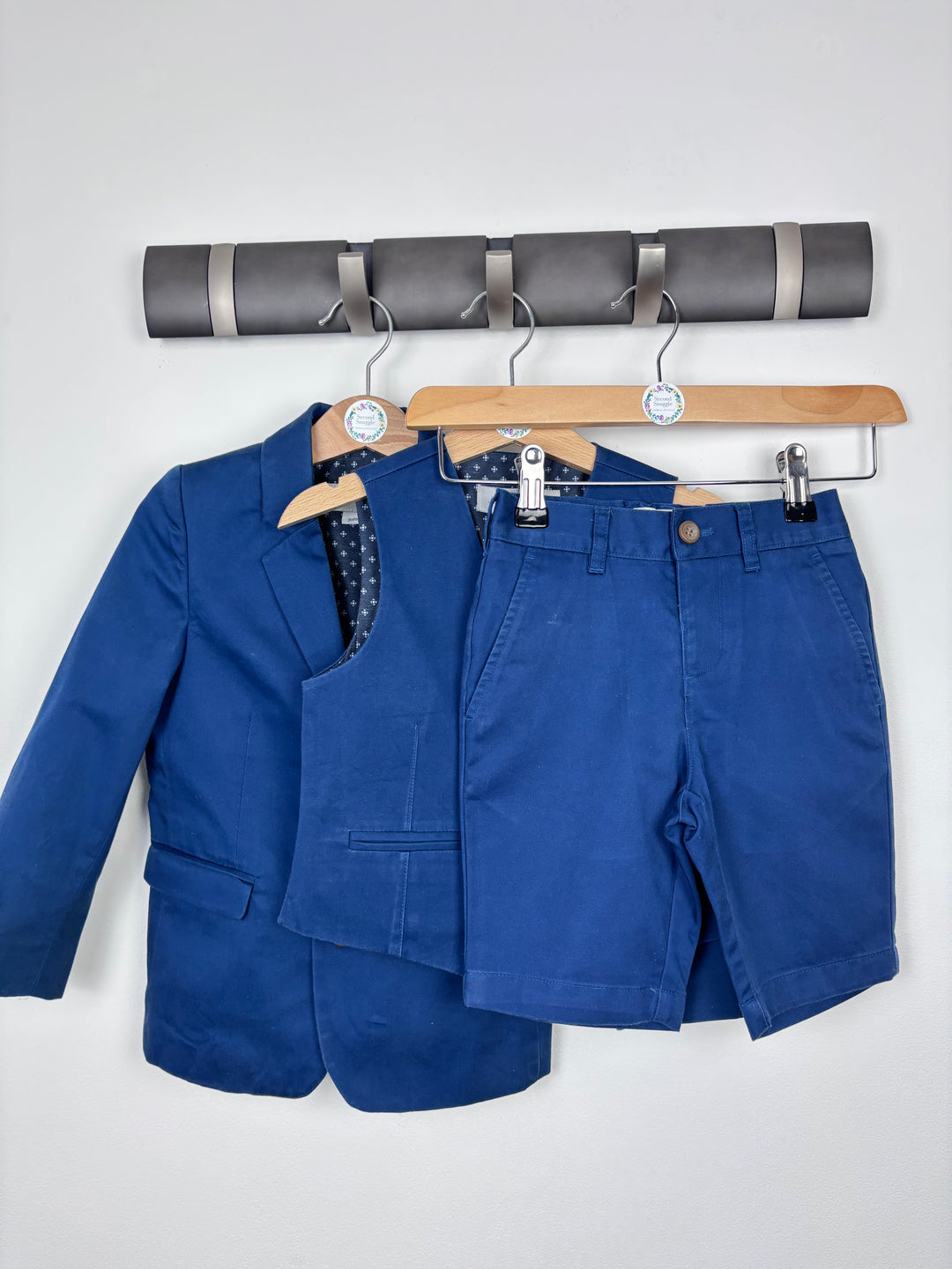 John Lewis Navy Shorts, Waistcoat & Jacket Set 4 Years-Suits-Second Snuggle Preloved