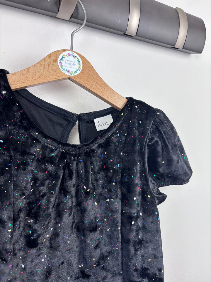 Next Black Velour Dress 3-4 Years-Dresses-Second Snuggle Preloved