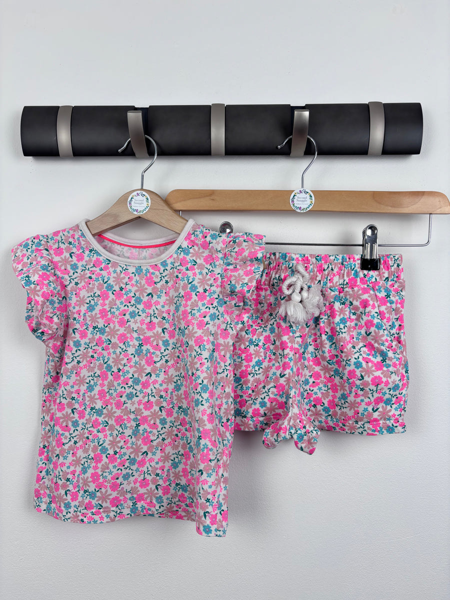 M&S Floral Pink Shorts Set 3-4 Years-Sets-Second Snuggle Preloved