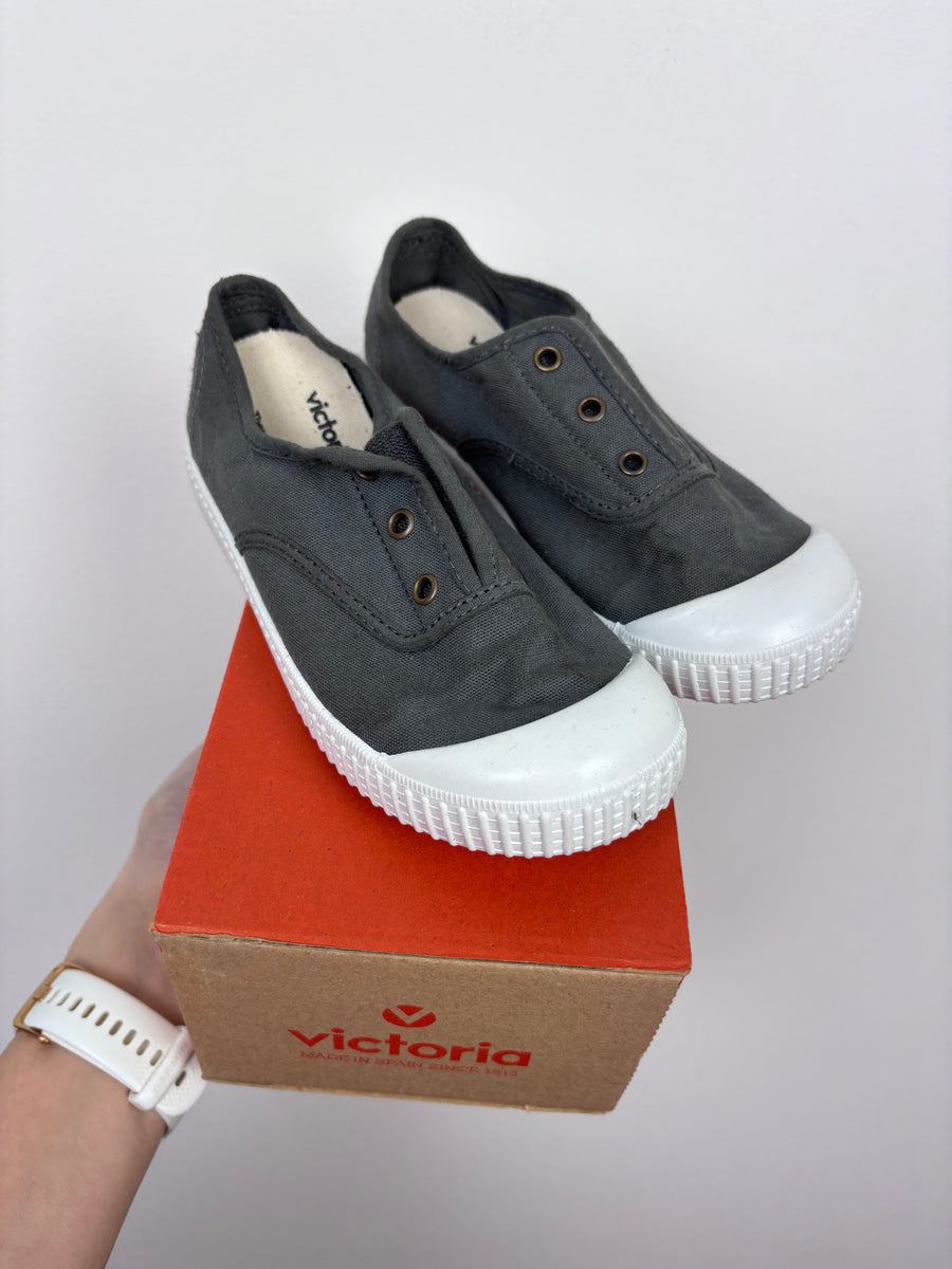 Victoria Dark Grey Canvas Shoes-Shoes-Second Snuggle Preloved