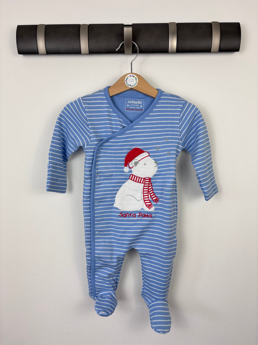 JoJo Maman Bebe Santa Paws Sleepsuit-Sleepsuits-Second Snuggle Preloved