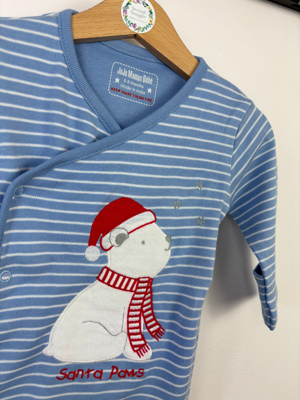 JoJo Maman Bebe Santa Paws Sleepsuit-Sleepsuits-Second Snuggle Preloved